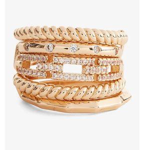 Stackable 5 Piece Textured Ring Set